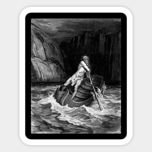 Charon crosses the river Acheron - Gustave Dore Sticker